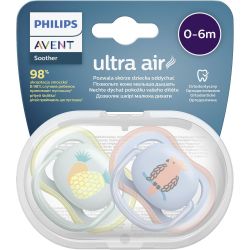 Avent Ultra Air ортодонтски залъгалки папагал, 2 бр., 0 - 6 месеца (1 бр.)
