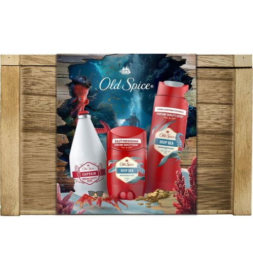 Old Spice Deep Sea комплект душ гел 3в1 250 мл, стик дезодорант 50 мл, Captain афтършейв лосион 100 мл (1 бр.)