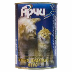 Арчи храна за кучета, мляно пилешко месо, консерва (1.1 кг)