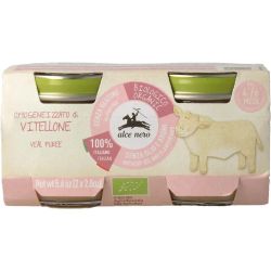 Alce Nero био пюре телешко месо, 4 - 6 месеца, 2 бр. х 80 г (160 г)