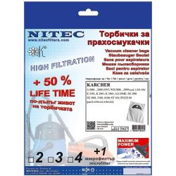 Nitec Filters 3 броя торбички за прахосмукачка, 2 филтъра за Karcher (1 бр.)