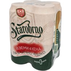 Starobrno бира в кен, пакет, 4 бр. х 500 мл (2 л)