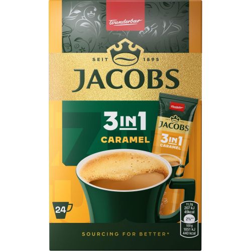 Jacobs Caramel 3in1 разтворимо кафе, 24 бр. х 11.2 г (268.8 г)