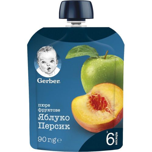 Gerber пюре от ябълка и праскова пауч (80 г)