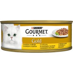 Purina Gourmet Gold храна за котки в зряла възраст, двойно удоволствие, говеждо и пиле (85 г)