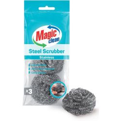 Magic Clean Steel Scrubber неръждаема тел кърли (3 бр.)