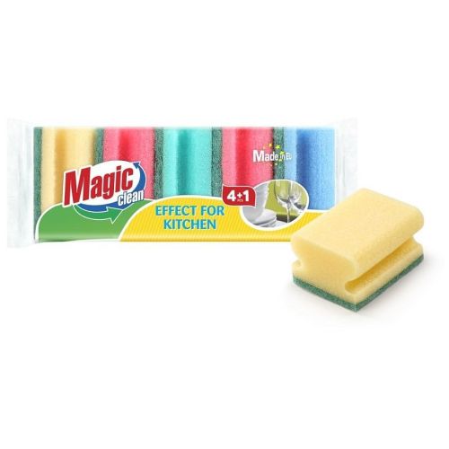 Magic Clean домакинска гъба с канал, 5 бр., 8.0 х 6.0 х 4.0 см (1 бр.)