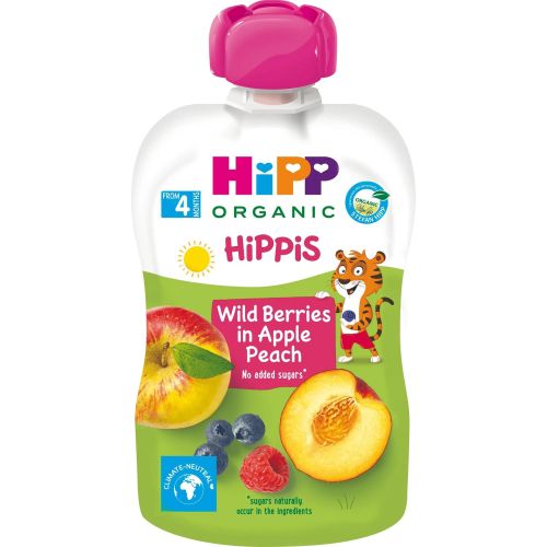 Hipp био пауч горски плодове, ябълка и праскова (100 г)