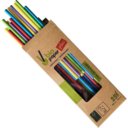 eco4home хартиени сламки цветни микс, 20 см, в кутия (25 бр.)