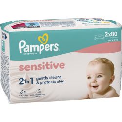 Pampers Sensitive влажни кърпички, 2 бр. х  80 бр. (160 бр.)