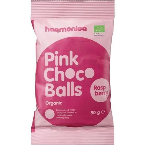 Harmonica био оризови топчета с бял шоколад и малини (50 г)