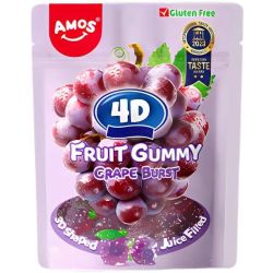Amos 4D Fruit Gummy желирани бонбони грозде (65 г)