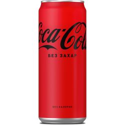 Coca-Cola без захар, газирана безалкохолна напитка, кен (330 мл)