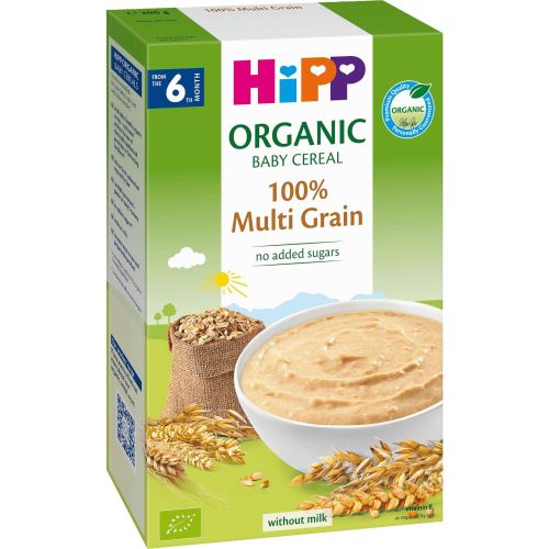 Hipp био безмлечна инстантна многозърнеста каша, без глутен, 4+ месеца (200 г)