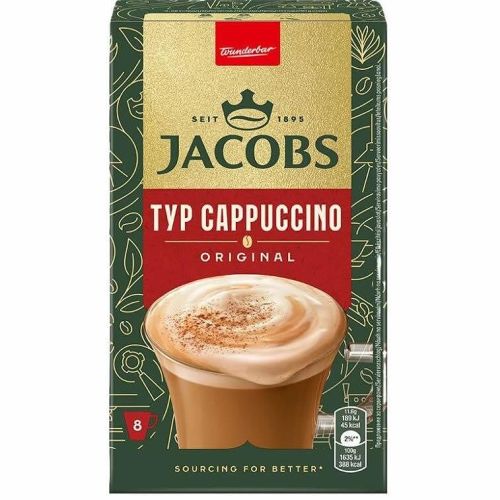 Jacobs Капучино разтворимо кафе, кутия, 8 бр. х 11.6 г (92.8 г)