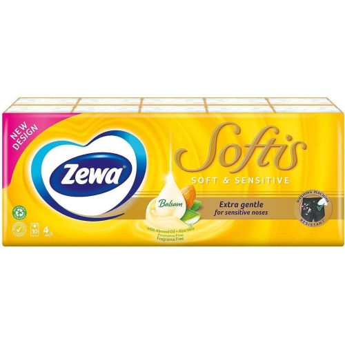 Zewa Softis четирипластови носни кърпи Soft & Sensitive (10 бр.)