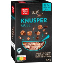 REWE хрупкаво мюсли троен шоколад (500 г)