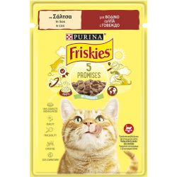 Purina Friskies Pouch храна за котки телешки хапки в сос (85 г)