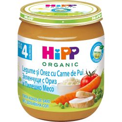Hipp био пюре ориз, зеленчуци и пилешко (125 г)