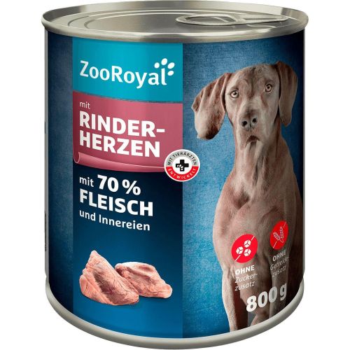 ZooRoyal кучешка консервирана храна с телешки сърца (800 г)