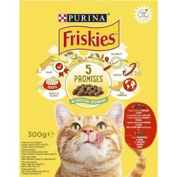 Purina Friskies храна за котки в зряла възраст, месо, пиле и зеленчуци (300 г)