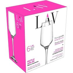 LAV стъклени чаши за шампанско, 230 мл (6 бр.)