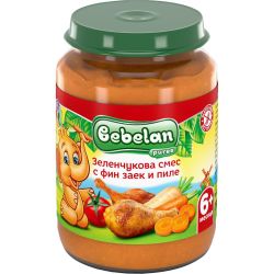 Bebelan пюре зеленчукова смес с фин заек и пиле, 6+ месеца (190 г)