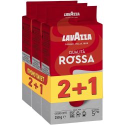 Lavazza Qualita Rossa мляно кафе, 2+1 бр. х 250 г (750 г)