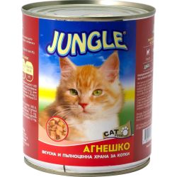Jungle храна за котки хапки агне и пуйка, консерва (820 г)