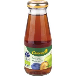 Слънчо бебешки биологичен сок ябълка и слива (200 мл)