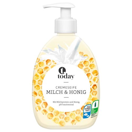 Today течен сапун мляко и мед, с помпа (500 мл)