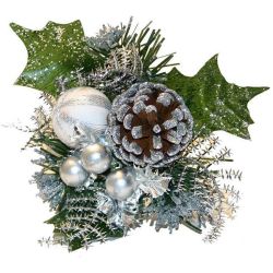 APAC сребърна коледна украса с горски плодове и шишарки (1 бр.)