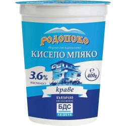 Родопско краве кисело мляко по БДС 3.6% (400 г)