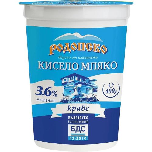 Родопско краве кисело мляко по БДС 3.6% (400 г)