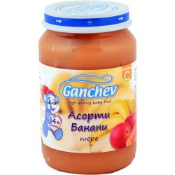 Ганчев пюре асорти с банан, 4+ месеца (190 г)