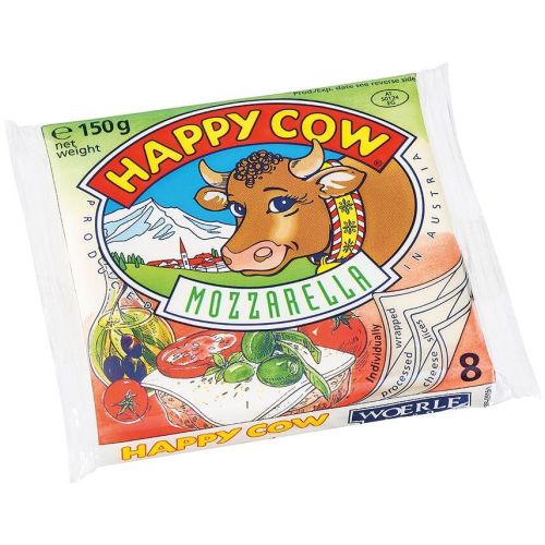 Happy Cow топено сирене моцарела, слайс (150 г)