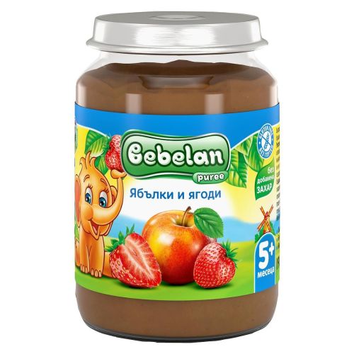 Bebelan пюре с ягоди, ябълки и витамин C, 5+ месеца (190 г)