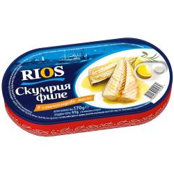 Rios скумрия филе късчета в слънчогледово масло (170 г)