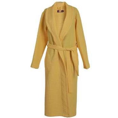 PNG халат за баня вафел с шал яка, жълт, размер M (1 бр.)