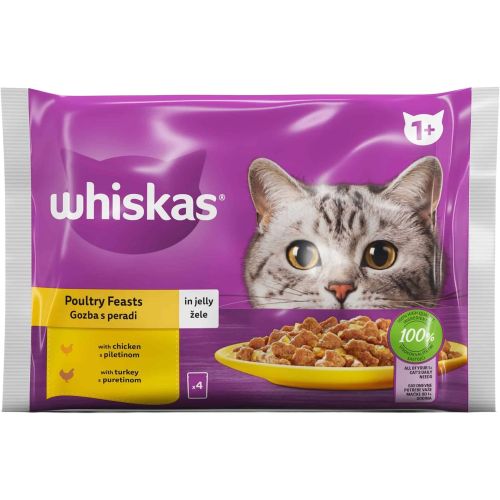Whiskas Pouch птичи меса, храна за котки, 4 бр. х 85 г (340 г)