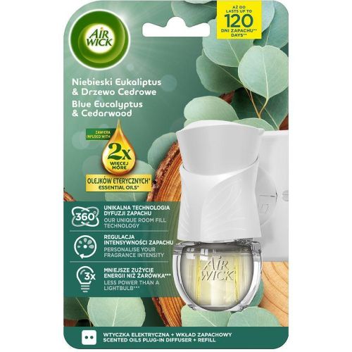 Air Wick Blue Eucalyptus & Cedarwood електрически ароматизатор за стая, комплект (19 мл)