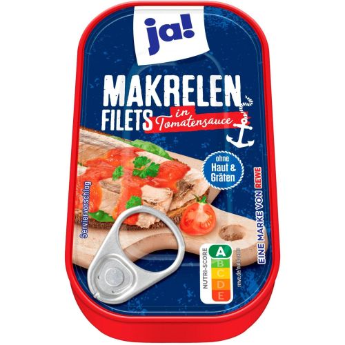 JA! филе от скумрия в доматен сос, без кожа (125 г)