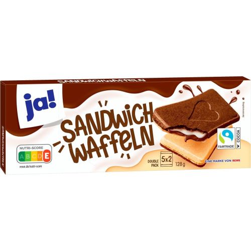 JA! сандвич вафли с млечен и какаов крем (128 г)
