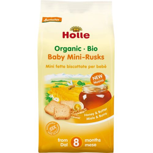 Holle био мини бебешки сухари с мед и мляко (100 г)