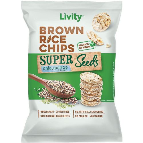 Livity оризов чипс супер семена чиа, киноа и мащерка (60 г)