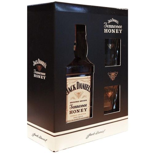 Jack Daniel's Honey бърбън с мед в комплект с две чаши (700 мл)