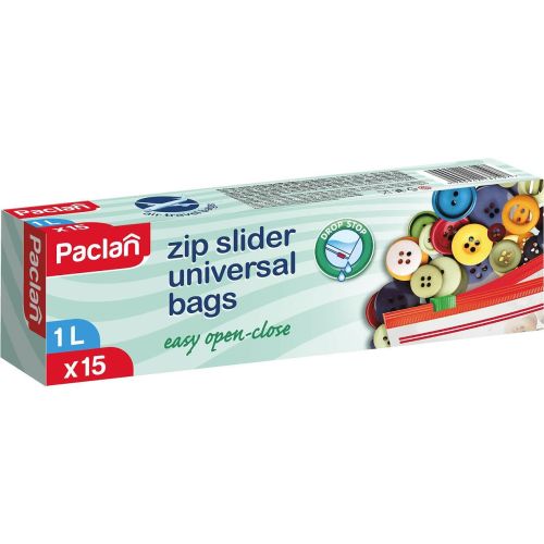Paclan пликове с цип, 1 л (15 бр.)