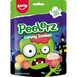 Amos Halloween Peelerz Zombie желирани бонбони микс ябълка, грозде, портокал, белещи се (65 г)