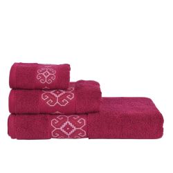 PNG хавлиена кърпа шевица, бордо, 50 см х 80 см (1 бр.)