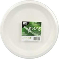 Papstar Pure чинии от захарна тръстика, бели, 23 см (12 бр.)